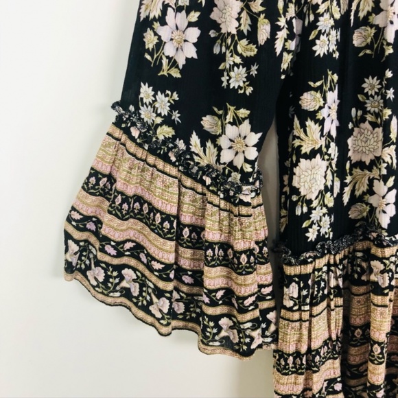 American Eagle Outfitters Boho Bell sleeve Bag dress with Lace up V neck Chest - Picture 4 of 16